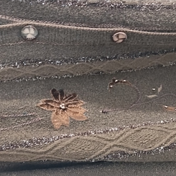 Brown Embellished Mid-Weight Cardigan Button Up Sweater XL - Picture 11 of 12